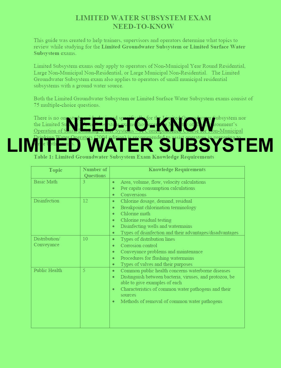 Need-to-know Limited Water Subsystem