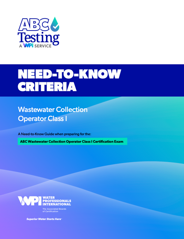 ABC Need-To-Know Criteria Wastewater Collection Operator Class I ...