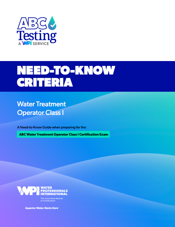 ABC Need-To-Know Criteria Water Treatment Operator Class I