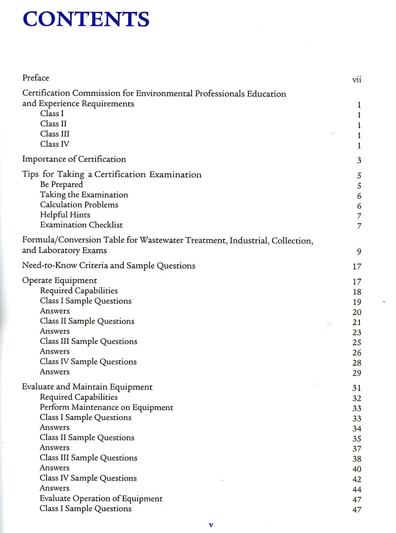 Collection Systems Operator’s Guide to Preparing for the Certification Examination (WEF) (Levels 1-4)