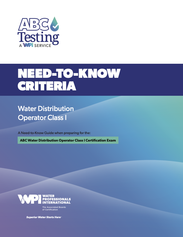 ABC Need-To-Know Criteria Water Distribution Operator Class I